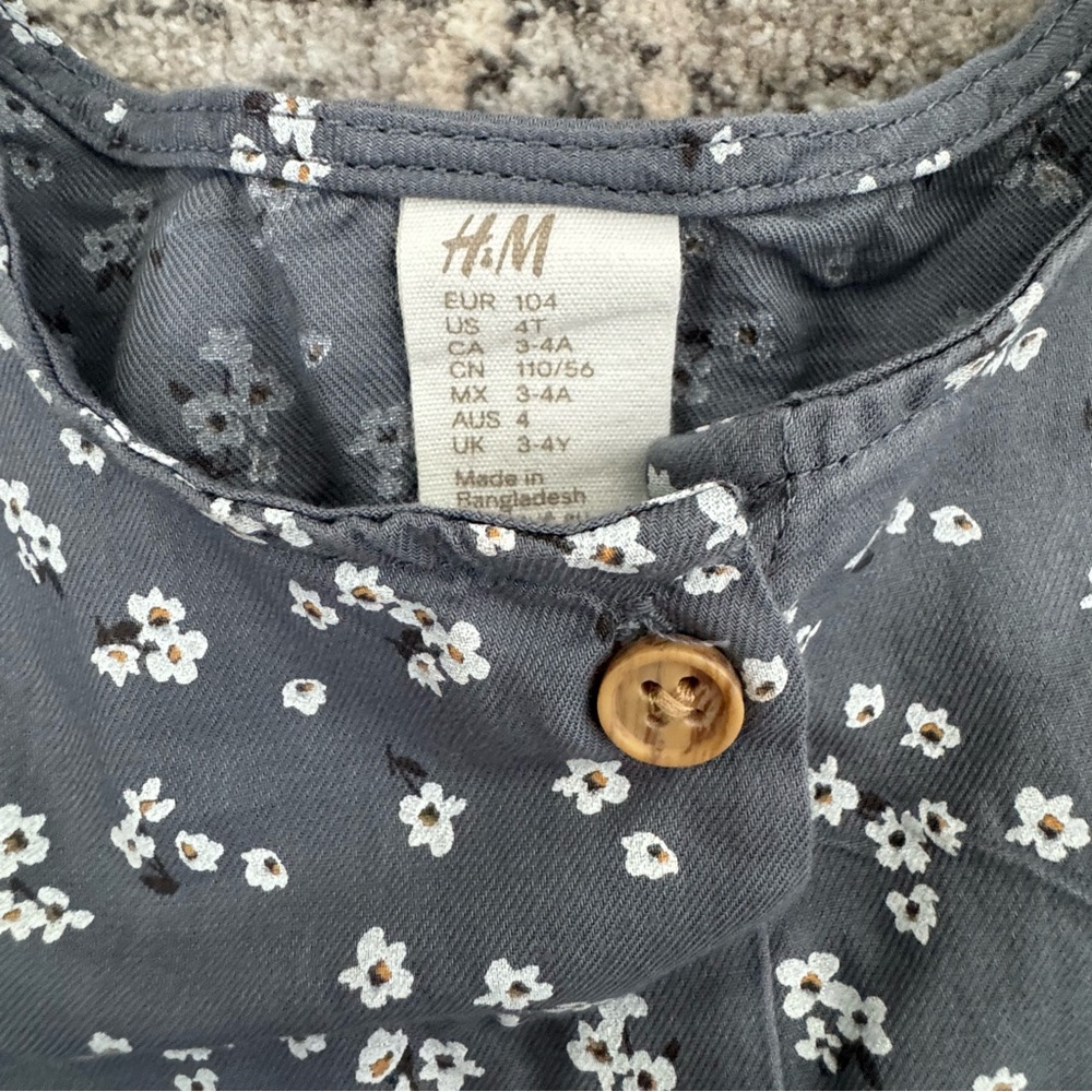 H&M Gray Blue Floral Kids Dress - Picture 3 of 4